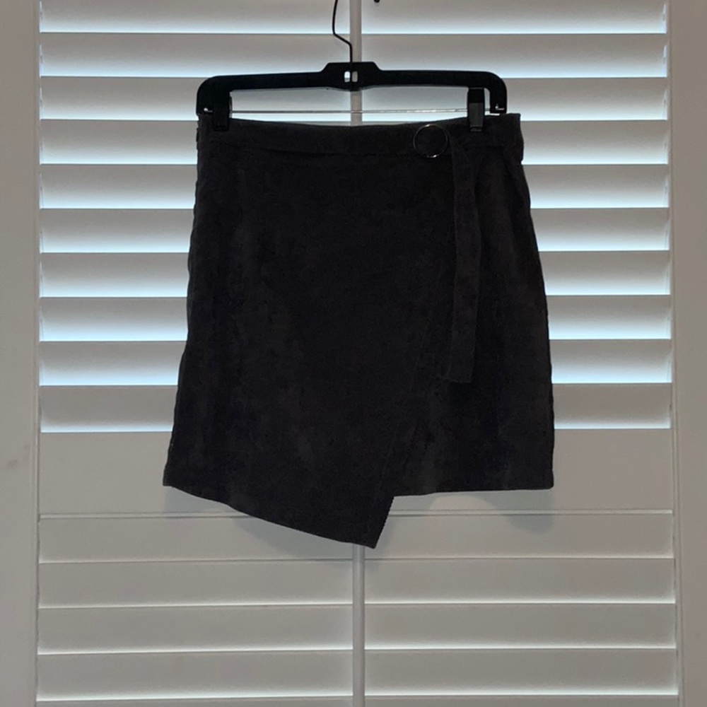 Grey Wrap Corduroy Mini Skirt